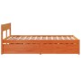 Estructura cama con cajones madera pino marrón cera 135x190 cm de , Camas y somieres - Ref: Foro24-3282359, Precio: 334,40 €,...