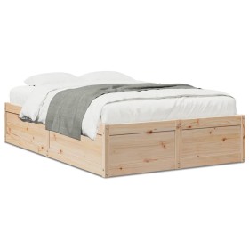 Estructura de cama madera maciza de pino 135x190 cm de , Camas y somieres - Ref: Foro24-3282384, Precio: 166,99 €, Descuento: %