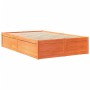 Estructura de cama madera maciza pino marrón cera 135x190 cm de , Camas y somieres - Ref: Foro24-3282386, Precio: 198,46 €, D...