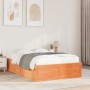 Solid pine wood bed frame in brown wax finish 135x190 cm by , Beds and slatted bases - Ref: Foro24-3282386, Price: 198,46 €, ...