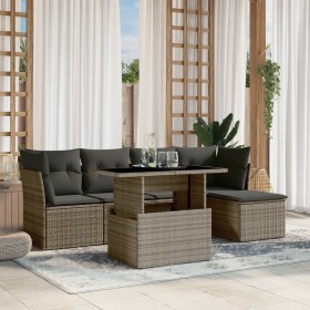 6-piece garden furniture set with gray synthetic rattan cushions by , Garden sets - Ref: Foro24-3266550, Price: 389,57 €, Dis...