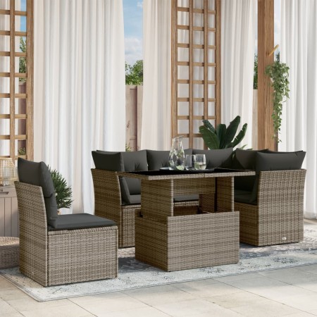 Set de muebles de jardín 6 pzas y cojines ratán sintético gris de , Conjuntos de jardín - Ref: Foro24-3266590, Precio: 433,85...