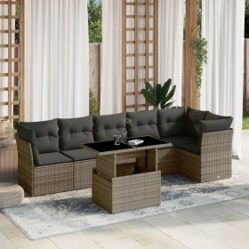 Gartensofagarnitur 7-teilig mit grauen Polstern aus synthetischem Rattan von , Gartensets - Ref: Foro24-3266600, Preis: 504,0...