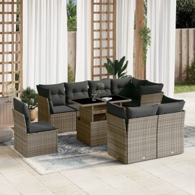 Garden furniture set 9 pieces and gray synthetic rattan cushions by , Garden sets - Ref: Foro24-3266730, Price: 666,67 €, Dis...