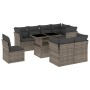 Garden furniture set 9 pieces and gray synthetic rattan cushions by , Garden sets - Ref: Foro24-3266730, Price: 646,96 €, Dis...