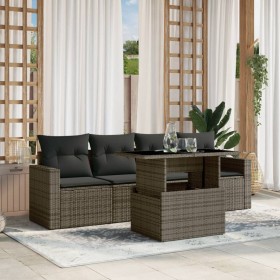 Gartensitzgruppe mit 5-teiligen Sofas und Kissen aus grauem synthetischem Rattan. von , Gartensets - Ref: Foro24-3267100, Pre...