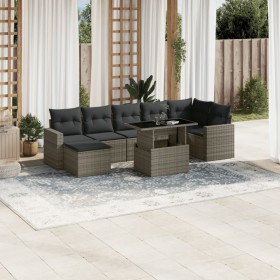 Gartensofa-Set und Kissen, 8-teilig, aus grauem Kunst-Rattan. von , Gartensets - Ref: Foro24-3267430, Preis: 581,62 €, Rabatt: %