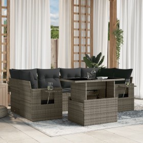 Gartensofagarnitur 7-teilig mit grauen Polstern aus synthetischem Rattan von , Gartensets - Ref: Foro24-3267760, Preis: 529,2...