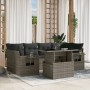 Gartensofagarnitur 7-teilig mit grauen Polstern aus synthetischem Rattan von , Gartensets - Ref: Foro24-3267760, Preis: 516,0...