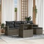 6-piece garden furniture set with gray synthetic rattan cushions by , Garden sets - Ref: Foro24-3267870, Price: 427,96 €, Dis...