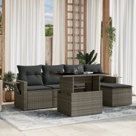 6-piece garden furniture set with gray synthetic rattan cushions by , Garden sets - Ref: Foro24-3267870, Price: 414,62 €, Dis...