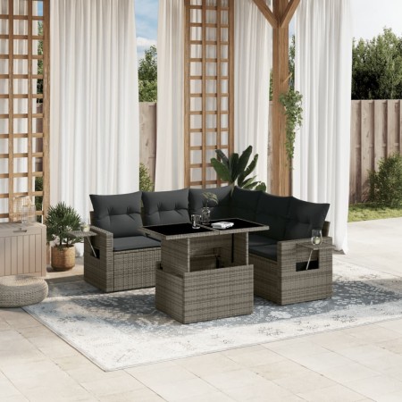 6-piece garden furniture set with gray synthetic rattan cushions by , Garden sets - Ref: Foro24-3267900, Price: 451,08 €, Dis...