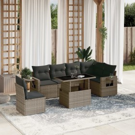 Gartensofagarnitur 7-teilig mit grauen Polstern aus synthetischem Rattan von , Gartensets - Ref: Foro24-3267940, Preis: 545,4...