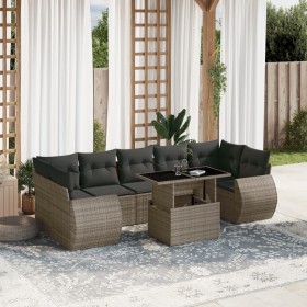 Set of garden sofas and cushions 8 pieces synthetic rattan gray by , Garden sets - Ref: Foro24-3268410, Price: 630,81 €, Disc...