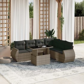 Gartensofagarnitur 7-teilig mit grauen Polstern aus synthetischem Rattan von , Gartensets - Ref: Foro24-3268560, Preis: 545,8...