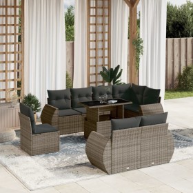 Garden furniture set 9 pieces and gray synthetic rattan cushions by , Garden sets - Ref: Foro24-3268670, Price: 722,99 €, Dis...