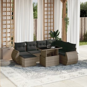 Set of garden sofas and cushions 8 pieces synthetic rattan gray by , Garden sets - Ref: Foro24-3268700, Price: 574,99 €, Disc...