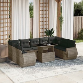 Garden sofa set 10 pieces with gray synthetic rattan cushions by , Garden sets - Ref: Foro24-3268740, Price: 732,86 €, Discou...