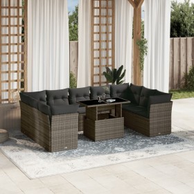 Gartensofa-Set, 10-teilig, mit grauen Polstern aus synthetischem Rattan von , Gartensets - Ref: Foro24-3266820, Preis: 699,54...