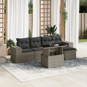 Gartenmöbel-Set, 6-teilig, mit grauen Polstern aus synthetischem Rattan. von , Gartensets - Ref: Foro24-3269130, Preis: 446,8...