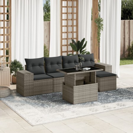 Set de muebles de jardín 6 pzas y cojines ratán sintético gris de , Conjuntos de jardín - Ref: Foro24-3269130, Precio: 442,57...