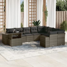 Gartensofa-Set, 10-teilig, mit grauen Polstern aus synthetischem Rattan. von , Gartensets - Ref: Foro24-3269400, Preis: 715,7...