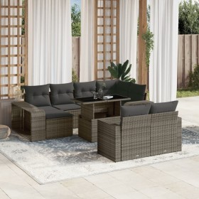 Gartensofa-Set, 11-teilig, mit grauen Kissen aus synthetischem Rattan. von , Gartensets - Ref: Foro24-3274583, Preis: 703,23 ...