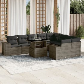 Gartensofa-Set, 10-teilig, mit grauen Polstern aus synthetischem Rattan von , Gartensets - Ref: Foro24-3269390, Preis: 731,51...