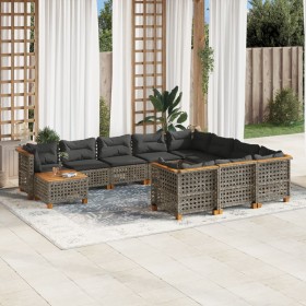 Gartensofa-Set, 11-teilig, mit grauen Kissen aus synthetischem Rattan. von , Gartensets - Ref: Foro24-3262059, Preis: 917,58 ...