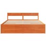 Bed frame with pine wood drawers in brown wax finish 200x200 cm by , Beds and slatted bases - Ref: Foro24-3282338, Price: 342...