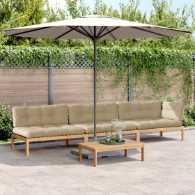 Garden pallet sofa set with 4 acacia wood cushions. by , Outdoor sofas - Ref: Foro24-3209327, Price: 592,99 €, Discount: %