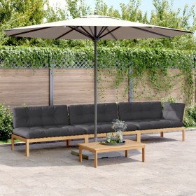 Garden pallet sofa set with 4 acacia wood cushions. by , Outdoor sofas - Ref: Foro24-3209325, Price: 625,99 €, Discount: %