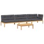 Garden pallet sofa set with 4 acacia wood cushions. by , Outdoor sofas - Ref: Foro24-3209325, Price: 625,99 €, Discount: %