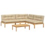 Garden pallet sofa set with 4 acacia wood cushions. by , Outdoor sofas - Ref: Foro24-3209333, Price: 592,37 €, Discount: %