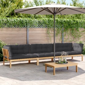 Garden pallet sofa set with 4 acacia wood cushions. by , Outdoor sofas - Ref: Foro24-3209367, Price: 684,06 €, Discount: %