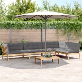 Garden pallet sofa set with 5-piece acacia wood cushions. by , Outdoor sofas - Ref: Foro24-3209386, Price: 789,78 €, Discount: %