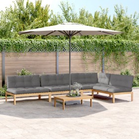 Set of garden pallet sofas and cushions 5 pieces acacia wood by , Outdoor sofas - Ref: Foro24-3209338, Price: 912,99 €, Disco...