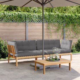 Corner pallet garden sofas and 2 acacia wood cushions by , Outdoor sofas - Ref: Foro24-3209350, Price: 407,43 €, Discount: %