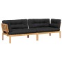 Ecksofas aus Paletten für den Garten und Kissen, 2 Stück, Akazienholz. von , Outdoor-Sofas - Ref: Foro24-3209352, Preis: 418,...