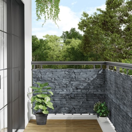 Pantalla de privacidad de jardín PVC look piedra gris 600x90 cm de , Paneles de vallas - Ref: Foro24-4005471, Precio: 43,00 €...