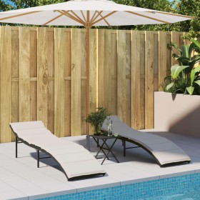 Sun loungers with cushions, 2 units, black synthetic rattan by , Loungers - Ref: Foro24-3277301, Price: 236,99 €, Discount: %