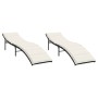 Sun loungers with cushions, 2 units, black synthetic rattan by , Loungers - Ref: Foro24-3277301, Price: 237,04 €, Discount: %