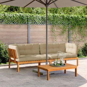 Ecksofas aus Paletten für den Garten und 2 Stück Kissen aus Akazienholz. von , Outdoor-Sofas - Ref: Foro24-3209477, Preis: 42...