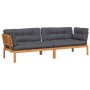 Ecksofas aus Paletten für den Garten und 2 Stück Kissen aus Akazienholz. von , Outdoor-Sofas - Ref: Foro24-3209475, Preis: 44...