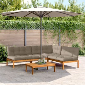 Garden pallet sofa set with 4 acacia wood cushions. by , Outdoor sofas - Ref: Foro24-3209461, Price: 639,99 €, Discount: %