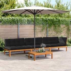 Garden pallet sofa set with 4 acacia wood cushions. by , Outdoor sofas - Ref: Foro24-3209454, Price: 583,99 €, Discount: %