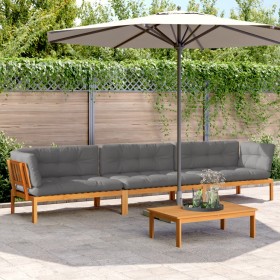 Garden pallet sofa set with 4 acacia wood cushions. by , Outdoor sofas - Ref: Foro24-3209494, Price: 628,81 €, Discount: %