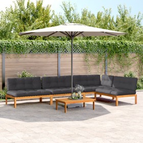 Garten-Palettensofa-Set mit 5-teiligen Kissen aus Akazienholz. von , Outdoor-Sofas - Ref: Foro24-3209463, Preis: 843,18 €, Ra...