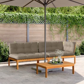 Set of garden pallet sofas and 3-piece acacia wood cushions. by , Outdoor sofas - Ref: Foro24-3209449, Price: 463,99 €, Disco...