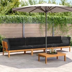 Garden pallet sofa set with 4 acacia wood cushions. by , Outdoor sofas - Ref: Foro24-3209496, Price: 622,99 €, Discount: %